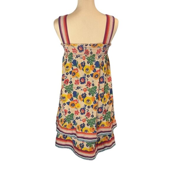 WARM NY Babydoll Mini Dress Sz.XS Tiered Floral Smocked Back Sundress Boho - Picture 5 of 13